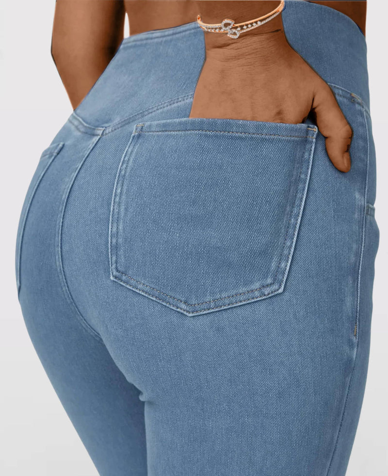 Calça Jeans de Cintura Alta Cruzada [PROMOÇÃO EXCLUSIVA - SÓ HOJE]