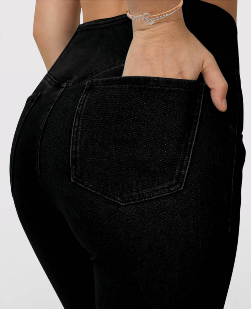 Calça Jeans de Cintura Alta Cruzada [PROMOÇÃO EXCLUSIVA - SÓ HOJE]