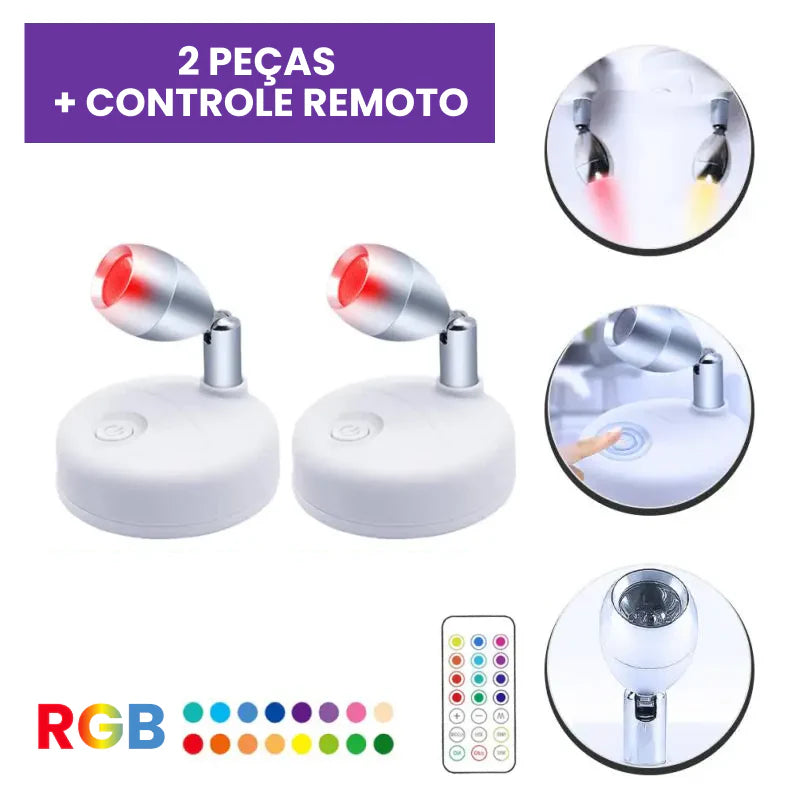 Kit Spots©️ de Luz RGB - Para Um Lar Mais Radiante [COMPRE 1 LEVE 2 + CONTROLE REMOTO]